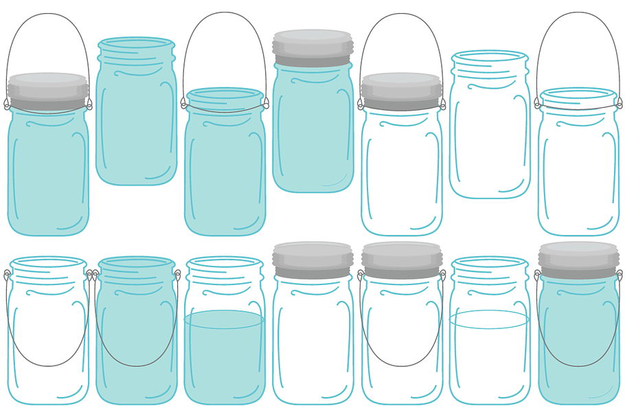 Vector Vintage Mason Ball Jars Set in Illustrations - product preview 8