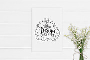 Simple A4 artwork mockup and flowers