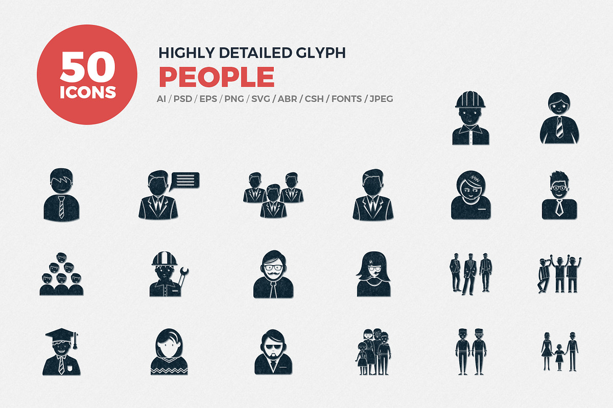 Glyph Icons People Set in Graphics - product preview 8