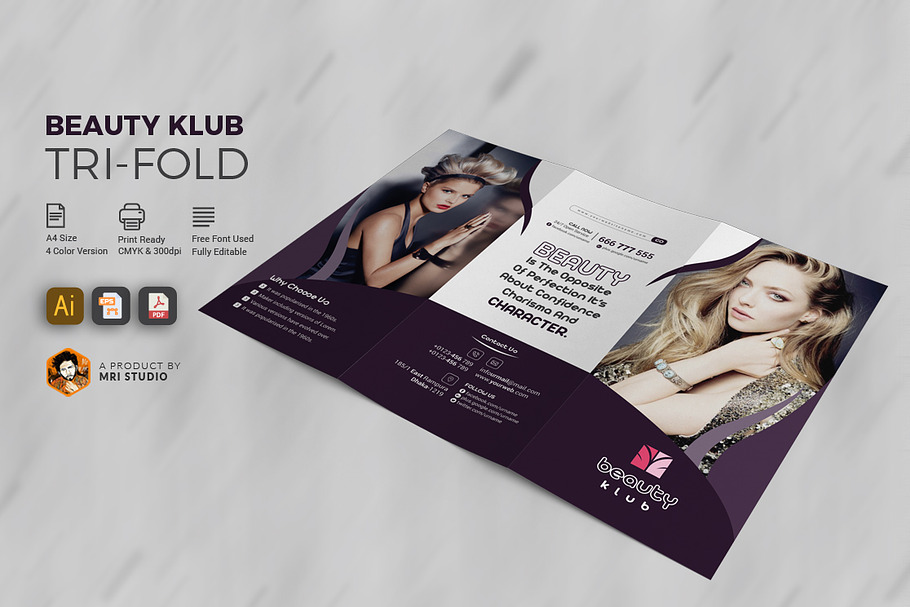 Popular Beauty Salon Tri-Fold in Brochure Templates - product preview 8