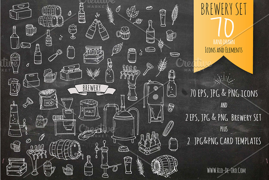 70 Brewery hand drawn elements! in Hand Drawn Icons - product preview 8