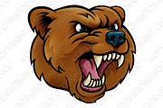 Grizzly Bear Sports Mascot Angry Face