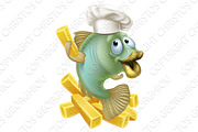 Fish and chips chartoon chef