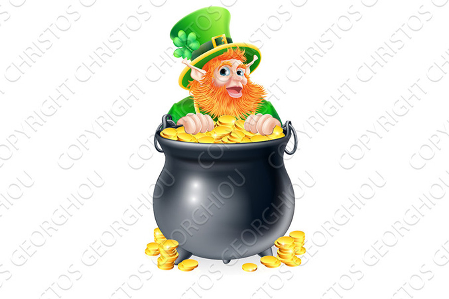 Leprechaun and pot of gold in Illustrations - product preview 8