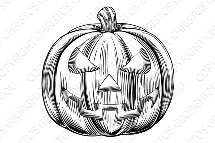 Vintage halloween pumpkin in Illustrations - product preview 8