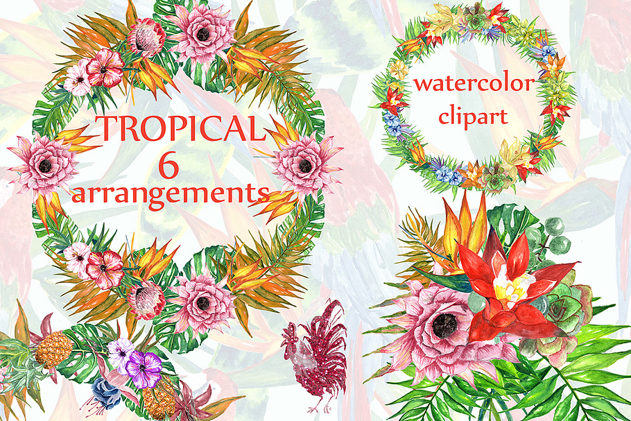 Tropic watercolor clip art in Illustrations - product preview 8