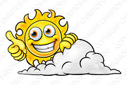 Sun Cartoon Mascot and Cloud