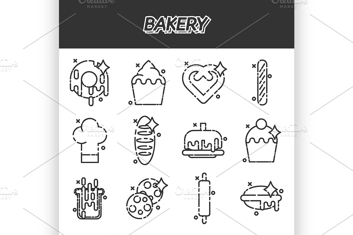 Bakery icons set in Illustrations - product preview 8