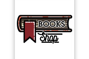Color vintage books shop emblem