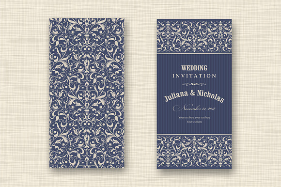Wedding Set. Pattern and Invitation. in Postcard Templates - product preview 2