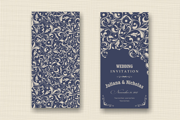 Wedding Set. Pattern and Invitation. in Postcard Templates - product preview 3