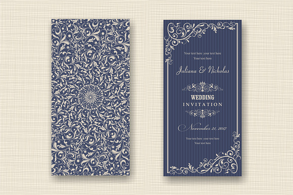 Wedding Set. Pattern and Invitation. in Postcard Templates - product preview 4