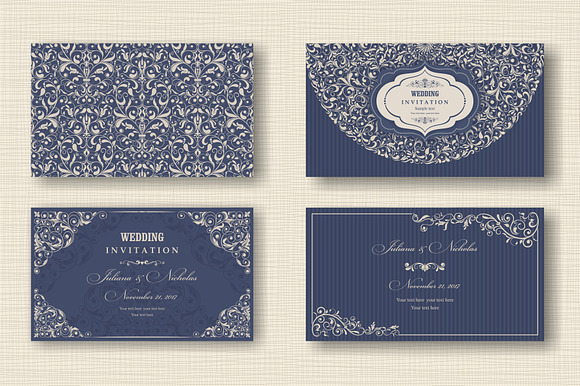 Wedding Set. Pattern and Invitation. in Postcard Templates - product preview 5