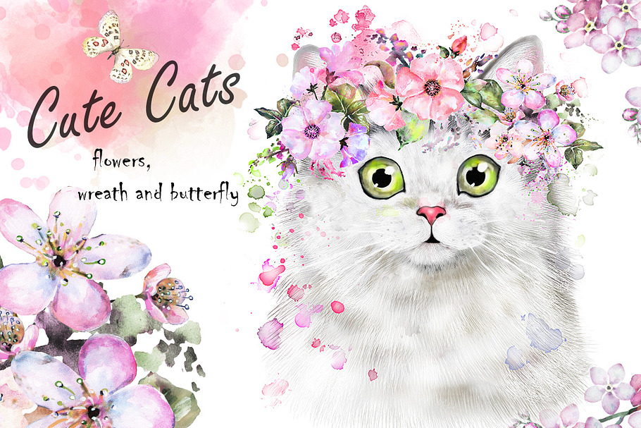 Cute Cats. Flowers