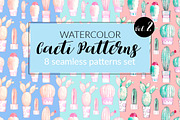 Watercolor Cacti Patterns Set Vol. 2
