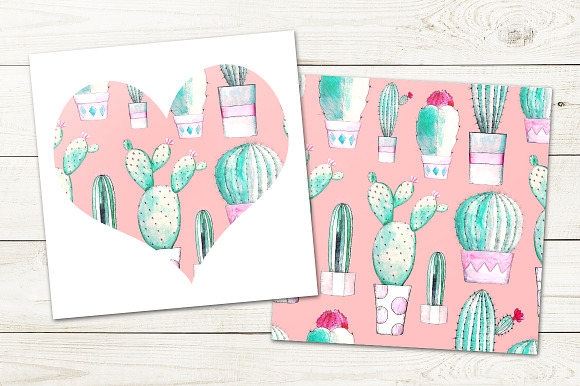 Watercolor Cacti Patterns Set Vol. 2 in Patterns - product preview 3