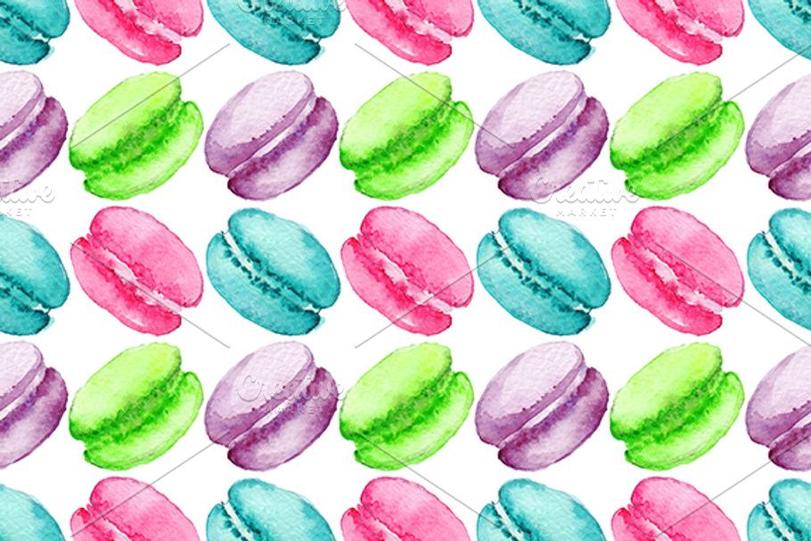 Watercolor macaroon seamless pattern in Patterns - product preview 8