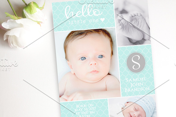 Baby Blue birth announcement card