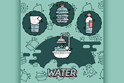 Water flat concept icons