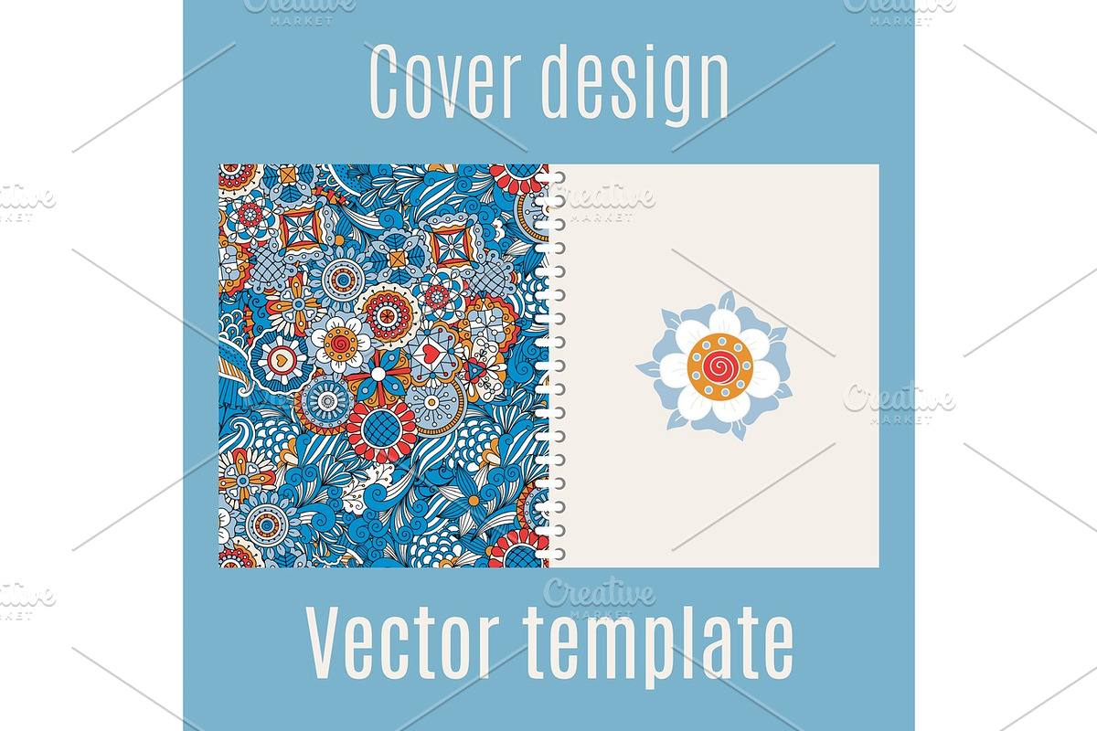 Cover design with blue floral background in Illustrations - product preview 8