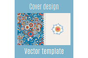 Cover design with blue floral background