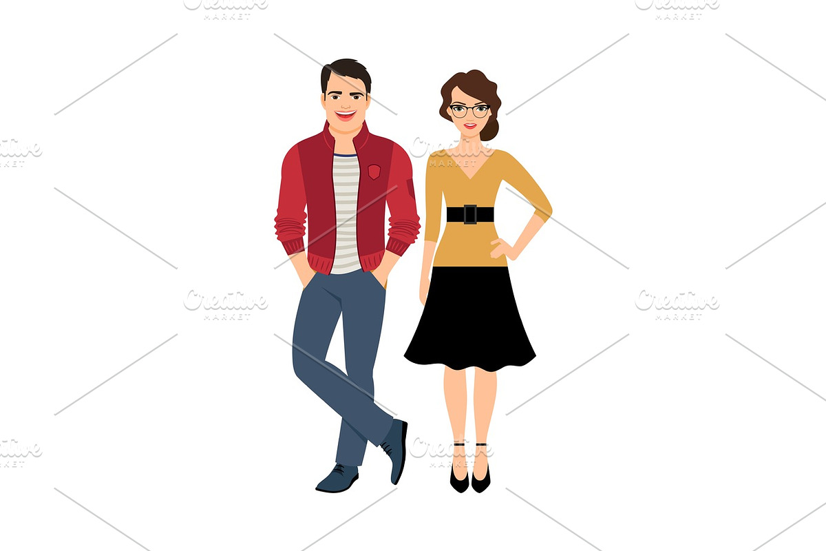 Young handsome couple in Illustrations - product preview 8