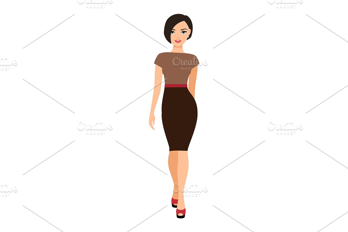 Girl in a brown dress in Illustrations - product preview 8