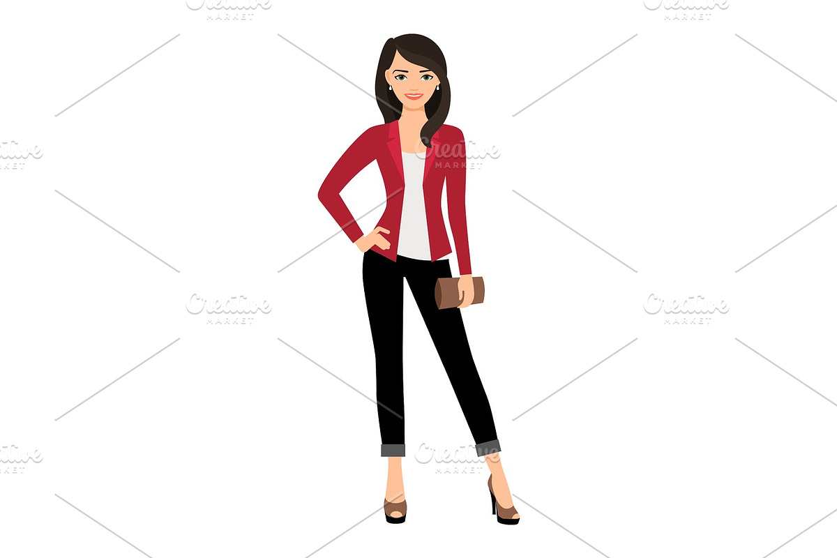 Lady in red jacket with wallet in Illustrations - product preview 8
