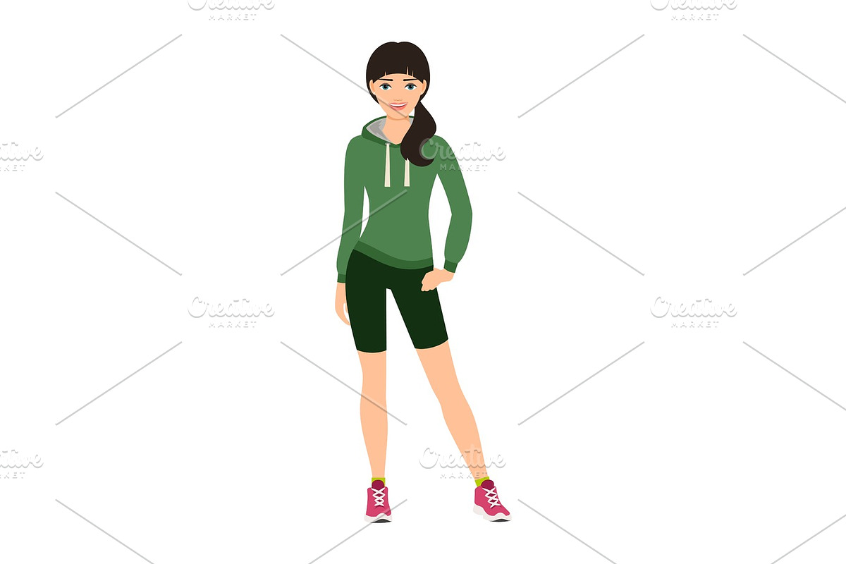 Smiling girl in a sweatshirt in Illustrations - product preview 8