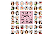 Female avatar collection icons set