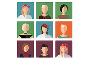 Short hairstyles female avatar icons set