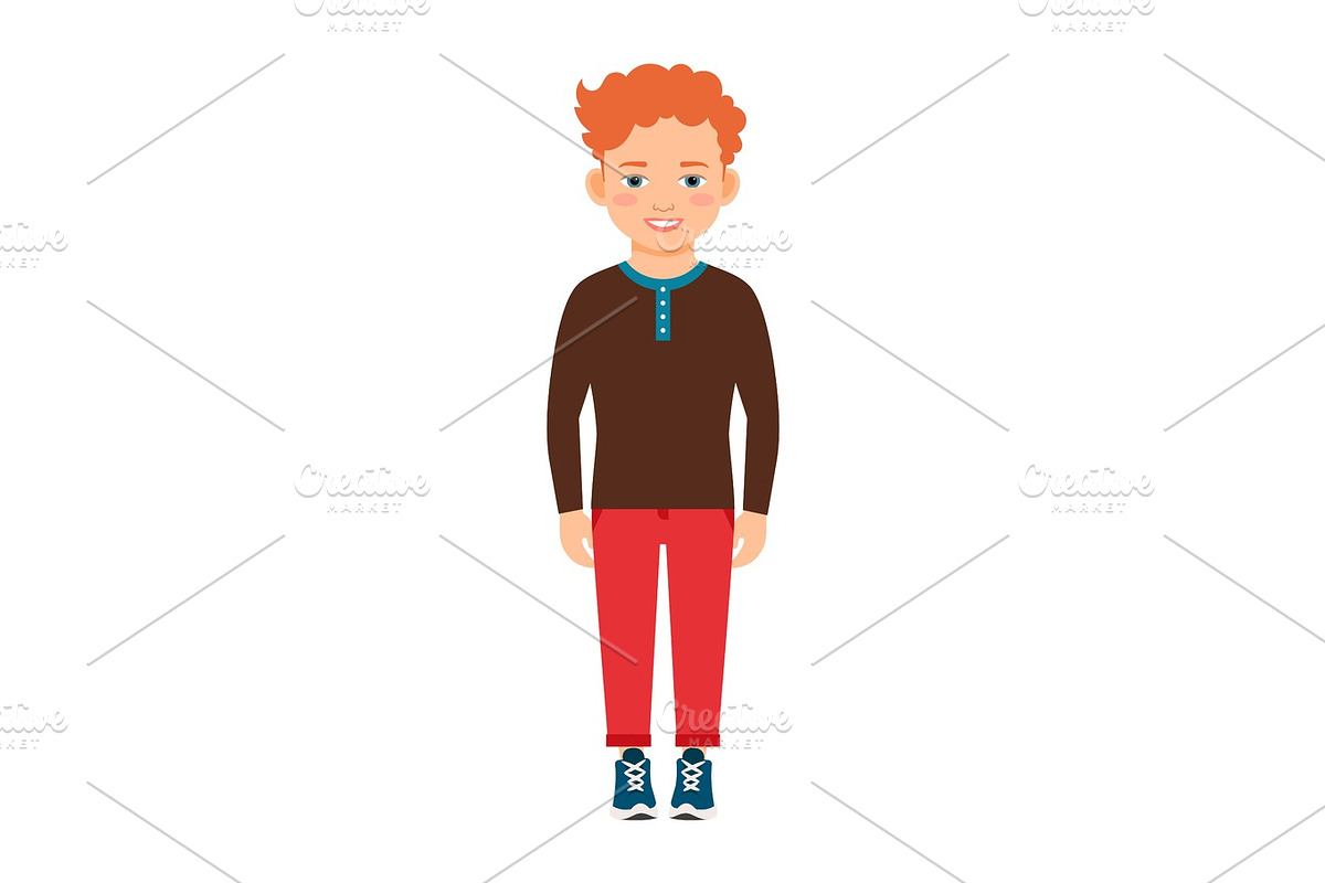 Red hair boy in brown shirt in Illustrations - product preview 8