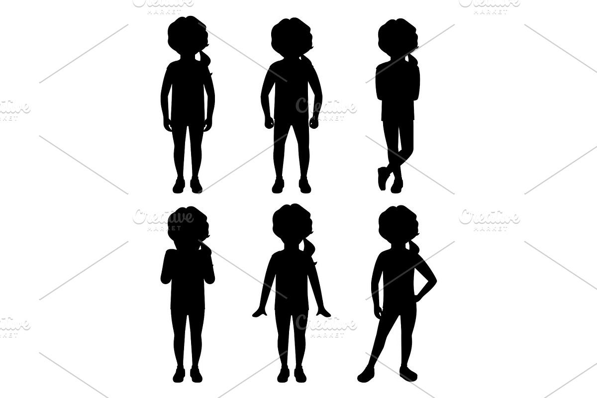 Teenage girl silhouette set in Illustrations - product preview 8