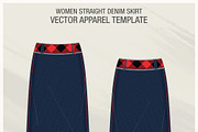 Women Straight Denim Skirt