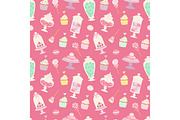 candies and sweets cartoon style seamless pattern vector illustration
