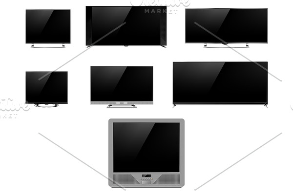 TV screen lcd monitor template electronic device technology digital device display vector illustration.