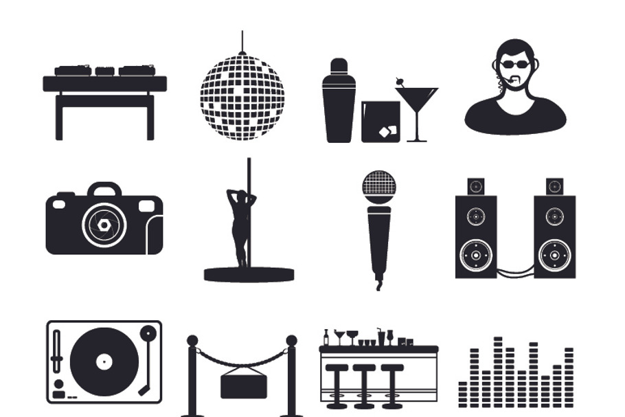 Night clubs icons in Icons - product preview 8