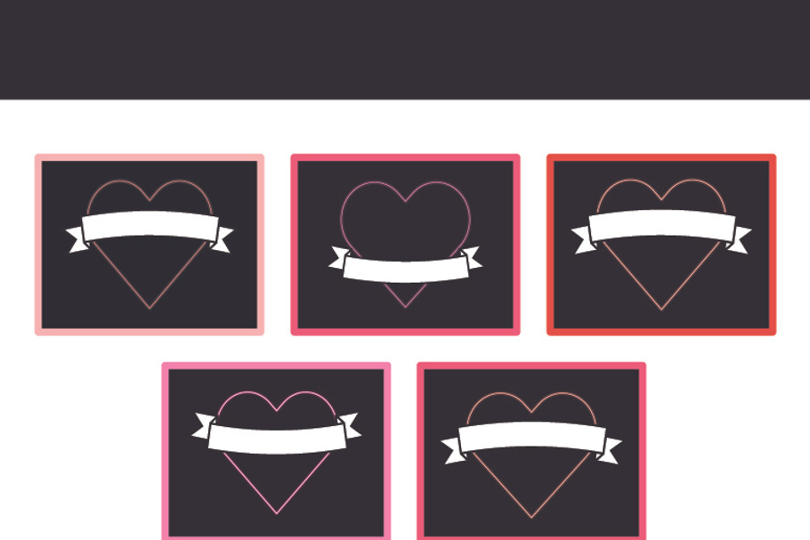 Neon heart cards  in Card Templates - product preview 8