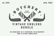 Vintage butchery emblems