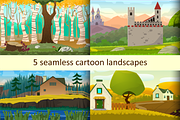5 seamless cartoon landscapes
