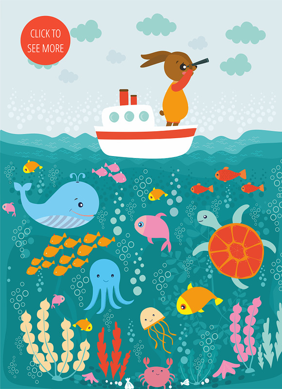 Sea Voyage with rabbit in Illustrations - product preview 1