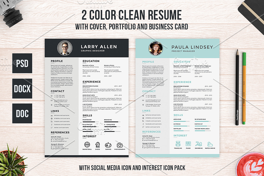 Clean Resume, Cover and Portfolio