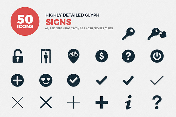 Glyph Icons Signs Set