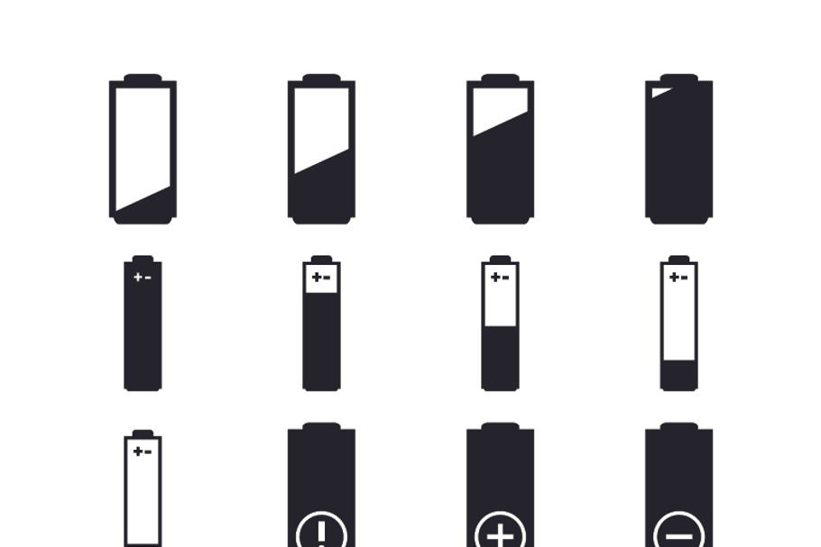 Electrician icons batteries