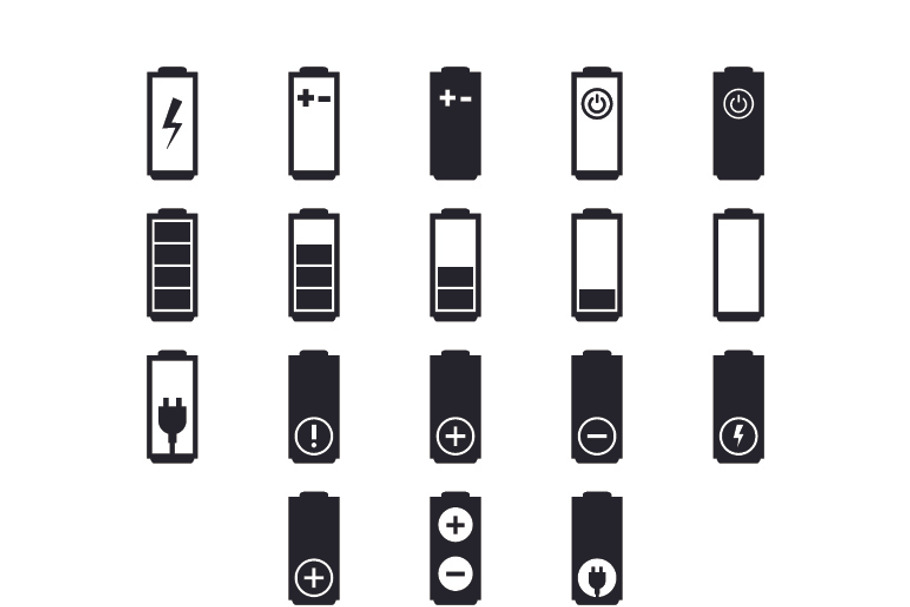 Electrician icons batteries in Graphics - product preview 8