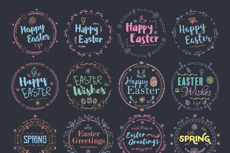 Easter words icons