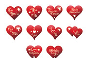 Valentine heart icons with text