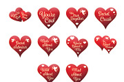 valentine heart icons with text