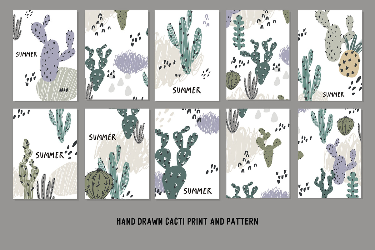 Hand Drawn Cacti pattern, card in Patterns - product preview 8