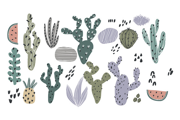 Hand Drawn Cacti pattern, card in Patterns - product preview 1